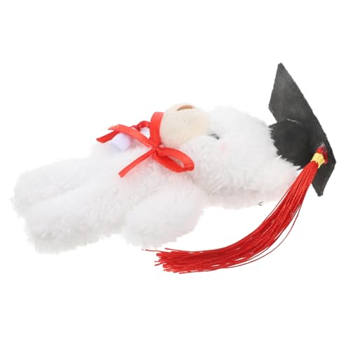 HANABASS Mini Abschlussbär aus Weichem Plüsch mit Talarmütze Niedliches Abschlussgeschenk für Hochschul und Schulfeier Charmantes Stofftier Weiß Gastgeschenk zur Graduierung von HANABASS