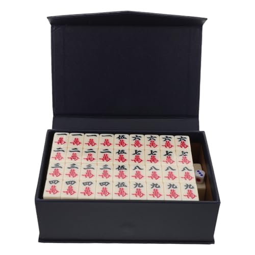 HANABASS Mini Mahjong Spielset Melamin Handgravierte Steine Kompakt Tragbar für Reisen und Outdoor für Kleine Räume Wie Wohnheim Camping und Gesellige Treffen von HANABASS