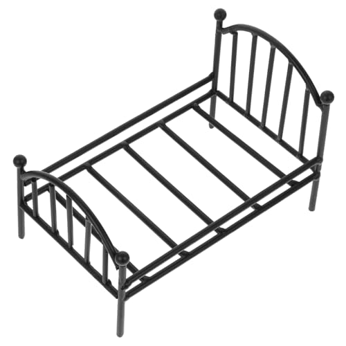 HANABASS Mini Metall Puppenbett Bettrahmen für Puppenhausmöbel für Kinderzimmerdekoration Langlebig und Fantasiefördernd Perfektes für Kleine von HANABASS
