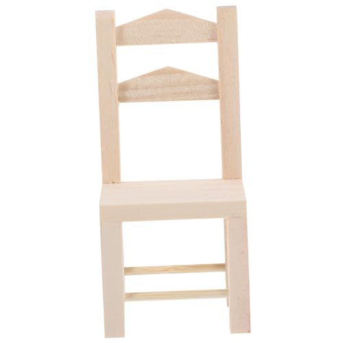 HANABASS Mini-Möbelmodell zarte Mini-Hausdekoration Landschaftsgestaltung Miniaturspielzeug Mini - Miniaturspielzeug aus Holz Mini- Mini-Stuhl-Modell hölzern von HANABASS