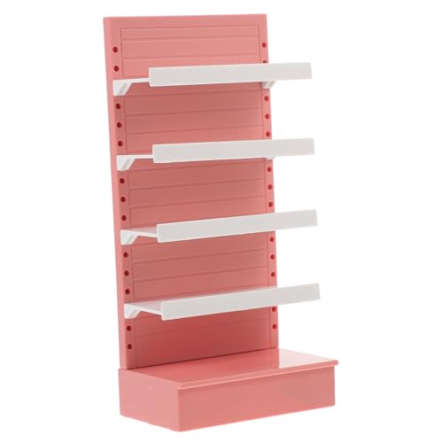 HANABASS Mini -Snack -Displayständer Puppenhausmöbel klein Puppenstubenmöbel modern Miniatur-Supermarktregalmodell Mini-Hausregal-Modell Miniaturregale für Puppenhaus Abs Rosa von HANABASS