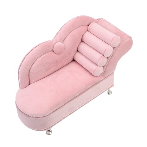 HANABASS Mini-Sofa Puppencouch Miniatur-Couch Puppenstubenmöbel Miniaturen Miniatur-Sofa-Modell Puppenmöbel Wohnkultur Puppe Mini-puppenhaus- Miniatur-puppenhaus- Rosa Flanell von HANABASS
