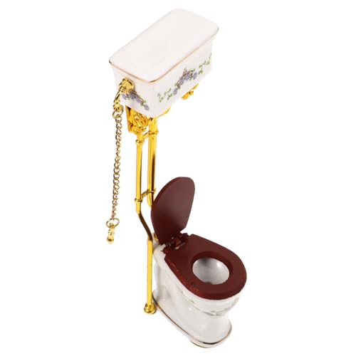 HANABASS Mini Töpfchenhäuser Dekoration Winzige Toilette Badezimmer Miniatur Puppenhaus Puppenmöbel Szene Toilettenschüssel Minihaus Realistische Minitoilette Keramik Bunt von HANABASS