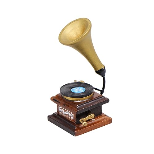 HANABASS Mini-hausphonograph Miniaturmöbel Mini-hausverzierung Hölzern von HANABASS