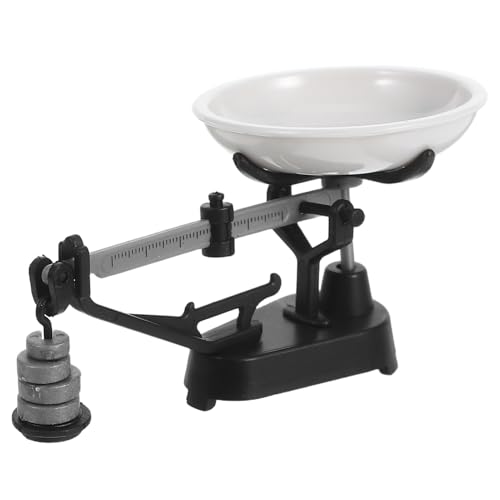 HANABASS Mini -mechanische Tabellenskala Puppenhaus Accessoire die aus Produktbeschreibungen extrahiert wurden: Detailreiche Deko Mini Möbelmodelle Puppenhauswaage Waage Prop Plastik Black von HANABASS