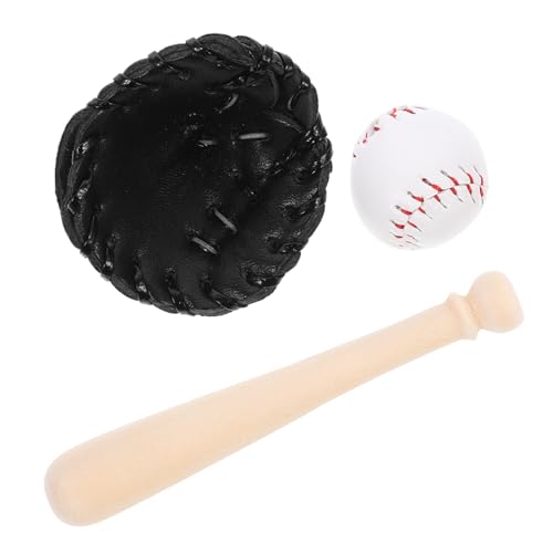 HANABASS Miniatur Baseball Set Mini Sportspielzeug Puppenhaus Dekoration Mini Baseballschläger Handschuh Ball Bjd Puppenzubehör Schwarz von HANABASS