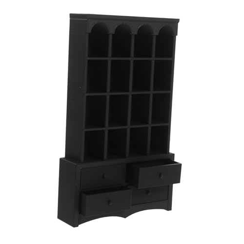 HANABASS Miniatur Bücherregal Puppenhaus Möbel Holz Mini Aufbewahrungsschrank Schwarz Puppenhaus Dekoration DIY Basteln Zubehör für Kreative Raumplanung von HANABASS