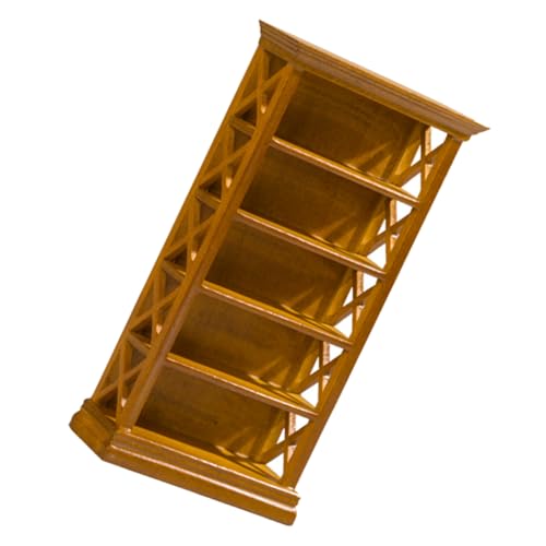 HANABASS Miniatur Bücherregal aus Holz Kleines Puppenhaus Möbelstück Detailreiches Mini Regal Dekoratives Miniatur Möbel für Puppenhaus Wohnzimmer Schlafzimmer DIY Zubehör von HANABASS