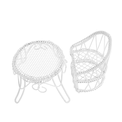 HANABASS Miniatur Gartenmöbel Set aus Miniatur Tisch und Stühle für Puppenhaus Deko Vielseitig Nutzbar als Schmuck und Kleiner Arbeitsplatz Pflegeleicht und Dekorativ für Zuhause von HANABASS