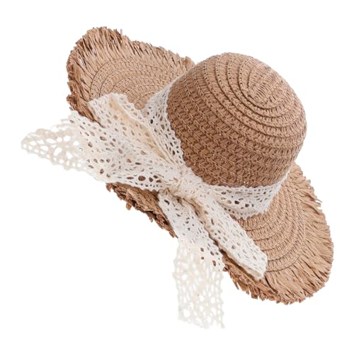 HANABASS Miniatur Geflochtener Strohhut mit Spitzenband Kleine Dekorative Mini Hut Requisite für Puppen Haustiere DIY Bastelbedarf Vielseitiges Accessoire für Puppenhaus und Kostüme von HANABASS