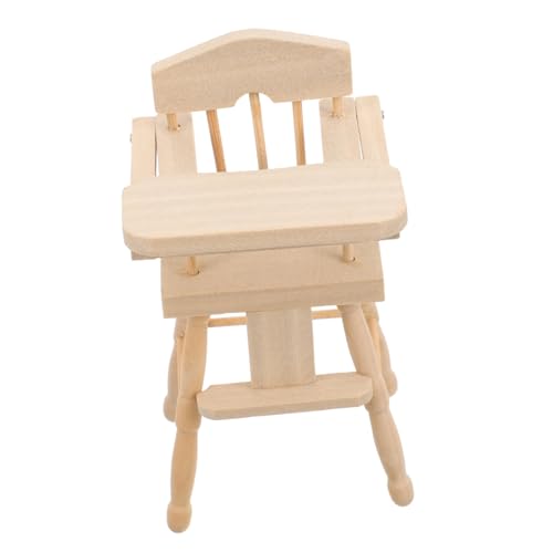 HANABASS Miniatur Holz Hochstuhl Puppenhaus Möbel Robust Design Dekoratives Accessoire für Puppenstube Schlafzimmer Realistische Kinderhochstuhl Miniatur Dekoration von HANABASS