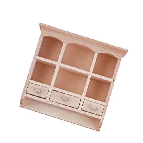 HANABASS Miniatur Holz Wandregal Kleines Möbelstück Robustes Geruchsfreies Puppenhaus Zubehör Stabile Wanddekoration für DIY Langlebiger Geruchsneutraler Holzschrank für Puppenmöbel von HANABASS