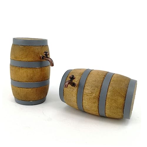 HANABASS Miniatur Holzfass mit Zapfhahn Stabiles Leichtes Bar Accessoire aus Langlebigem Holz Feine Verarbeitung als Puppenhaus deko und Miniaturwelt Ornament von HANABASS