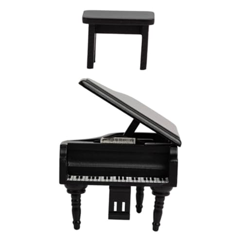 HANABASS Miniatur Holzklavier Modell Miniatur Puppenhaus Zubehör Realistisches Schwarzes Mini Klavier Dekoration Feine Handwerkskunst für Puppenhausmöbel und Mini Haus Dekor von HANABASS