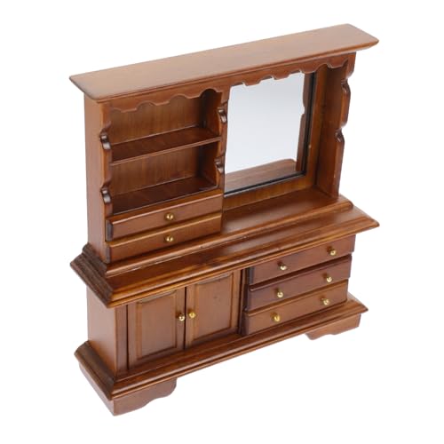 HANABASS Miniatur Holzkommode Puppenhaus Möbel Modell Vintage Miniatur Schminktisch aus Holz Dekoratives Möbel für Schlafzimmer Wohnzimmerschrank Puppenhaus Zubehör von HANABASS