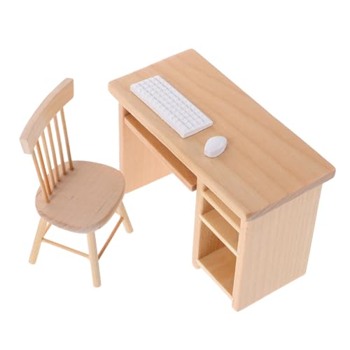 HANABASS Miniatur Möbel Büro Tisch Stuhl mit Tastatur Maus Puppenhaus Zubehör Realistisch Detailgetreu Robust für Puppenhaus Wohnzimmer HANABASS Miniatur Möbel Büro Tisch Stuhl mit Tastatur Maus Puppenhaus Zubehör Realistisch Detailgetreu Robust für Puppenhaus Wohnzimmer von HANABASS