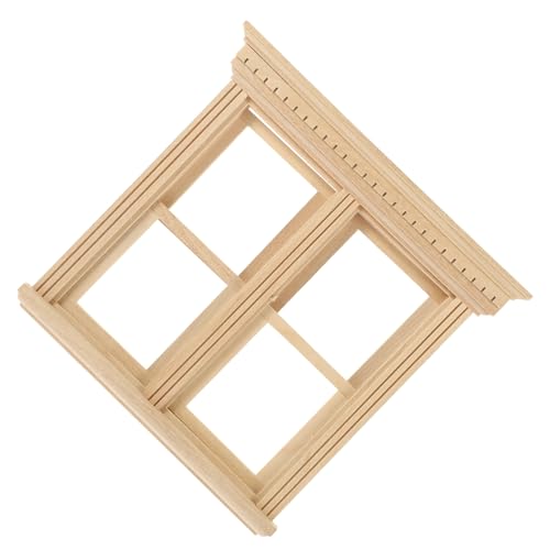 HANABASS Miniatur Puppenhaus Fenster aus Holz Detailreiches Miniaturhaus Zubehör Handgefertigtes Tragbares Mini Fenster Modell für Puppenhaus Dekoration und Kleine Möbel von HANABASS