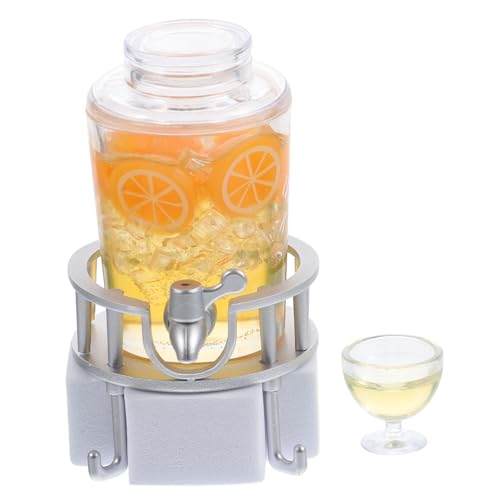 HANABASS Miniatur Saftfass Modell aus Robustem Resin Detailreiche Puppenhaus Deko Kleines Getränkebehälter Ornament für DIY Miniaturhäuser und Bastelprojekte Oranges Design von HANABASS