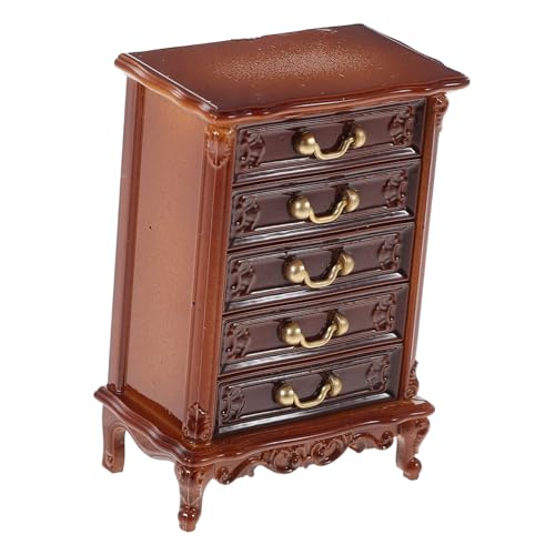 HANABASS Miniatur Schrank Puppenhaus Möbel Mini Dekorativer Kleiner Schrank Braun Für Miniatur Haus Deko Zubehör Realistische Textur von HANABASS