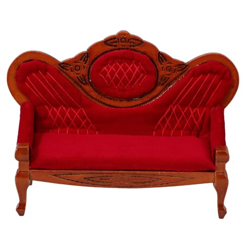 HANABASS Miniatur Sofa Modell Realistisches Sofa für Puppenhaus Braunes Wohnzimmermöbel zur Dekoration Fotorequisit für Miniaturwelten von HANABASS