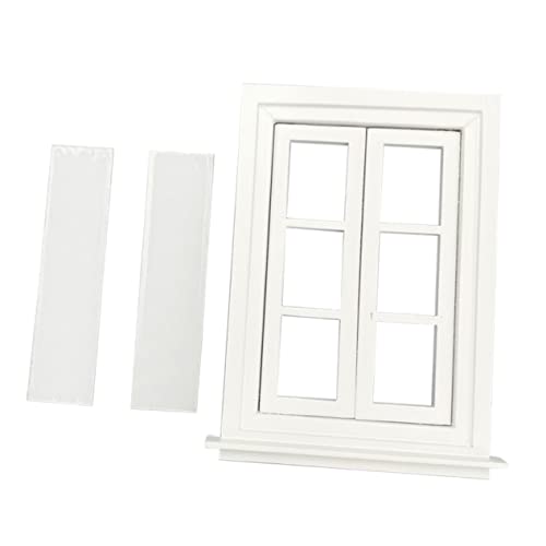 HANABASS Miniatur Teilige Weiße Doppel Fenstermodelle Robustes Leichtes Puppenhaus Zubehör Lackierbar Elegantes Design für DIY und Puppenhausdekoration von HANABASS