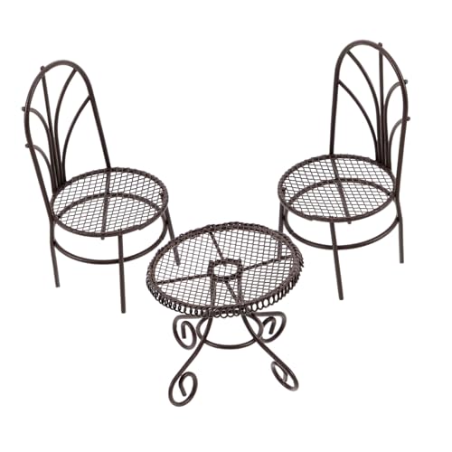 HANABASS Miniatur Tisch und Stühle Filigrane Handarbeit Dekoratives Puppenhausmöbel Vielseitige Indoor Dekoration Elegantes Design für DIY Bastelprojekte und Modellbau von HANABASS