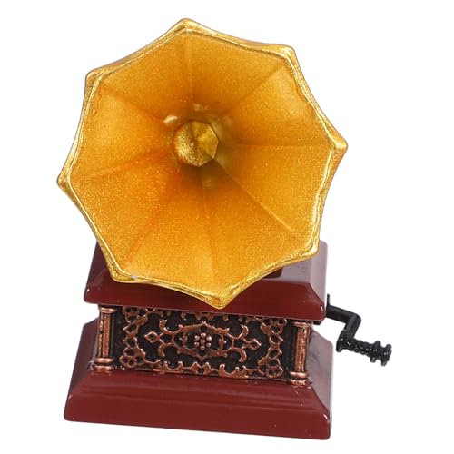 HANABASS Miniatur Vintage Phonograph Modell Detailgetreu Robustes Material Retro Record Player Ornament für Puppenhaus Wohnzimmer und Schlafzimmer Deko Kreatives Zubehör von HANABASS