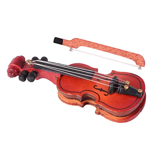 HANABASS Miniatur Violine Modell Puppenhaus Zubehör Verarbeitung Holzspielzeug Kreativitätsfördernd Deko für Miniaturhäuser von HANABASS