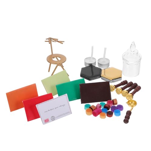 HANABASS Miniatur-wachssiegel Stempel Set Weihnachtsmotiv Dollhouse Dekor Zubehör Vielseitig für Umschlagversiegelung DIY Bastelprojekte Realistische Details Festliche Puppenhaus Dekoration von HANABASS