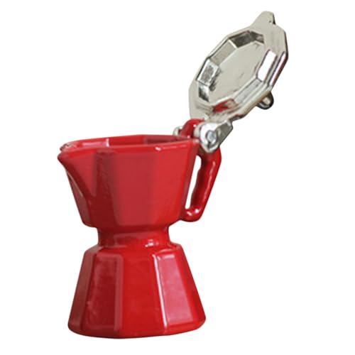 HANABASS Modell Einer Mini-Kaffeemaschine Küchenkaffee Miniatur Kaffeemaschine Simulation Mini-Hausornament Küchenzubehör für Puppenstuben Spielzeugküchengeräte Legierung rot von HANABASS