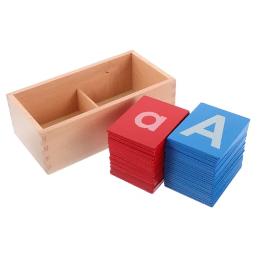 HANABASS Montessori Holz Alphabet Lernbrett mit Roten und Blauen Sandpapierbuchstaben Taktiles Montessori Sprachlernspielzeug für Vorschule und Kindergarten Kreatives Sensorisches von HANABASS
