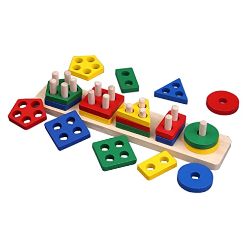 HANABASS Montessori Holzspielzeug für Kleinkinder Teiliges Sortier und Farbenerkennungs Puzzle Formensortierer mit Glatten Langlebigen Bausteinen Fördert Feinmotorik und Kognitive von HANABASS
