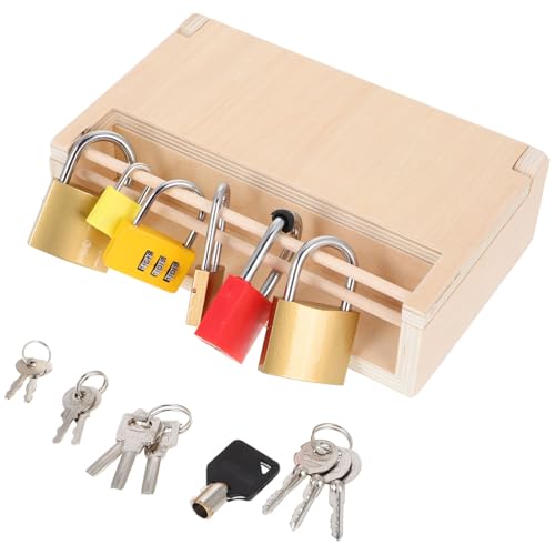 HANABASS Montessori Schlossbox Verschiedenen Schlössern Lernspielzeug Konzentration und Geduld für Vorschulkinder Holzspielzeug zur Entwicklung von HANABASS