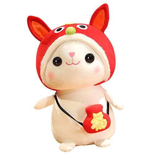 HANABASS Niedlicher Kaninchen Plüschtier Festliches Maskottchen für Jahr des Dekorative Stoffpuppe für Zuhause und Feiertage Süßes Hochwertiges Design von HANABASS