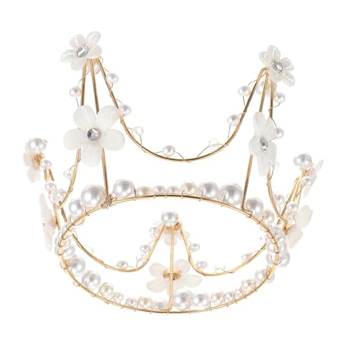 HANABASS Perlenbesetzter Kronen Cake Topper aus Hochwertiger und Langlebige Tortendeko für Geburtstag Party und Hochzeit Elegantes Braut Haaraccessoire Festliche Kuchenverzierung von HANABASS