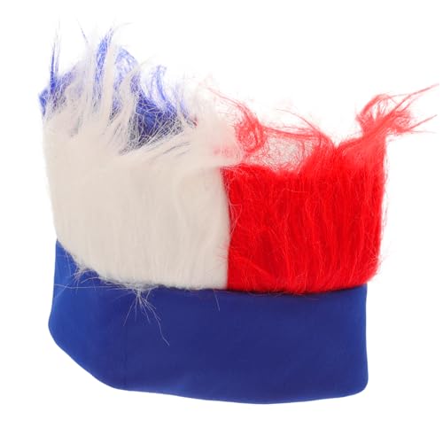 HANABASS Perücken Echthaar Rot Kostüm Mit Amerikanischer Flagge Vierte Zubehör Rote Echthaarperücken Farbe Perücken Echthaar Accessoires Im Us-stil K Seide von HANABASS