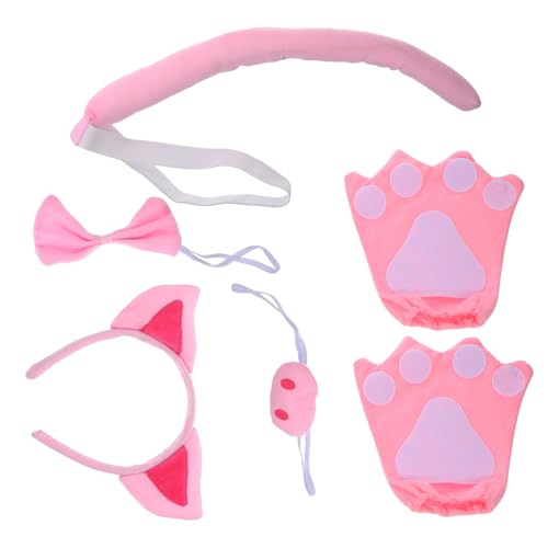 HANABASS Pig Kostüm mit Schweineohren Haarreif Schweinenase Schweineschwanz Fliege und Rosa Handschuhen Leichtes Tierkostüm für Karneval Halloween Party und Cosplay HANABASS Pig Kostüm mit Schweineohren Haarreif Schweinenase Schweineschwanz Fliege und Rosa Handschuhen Leichtes Tierkostüm für Karneval Halloween Party und Cosplay von HANABASS