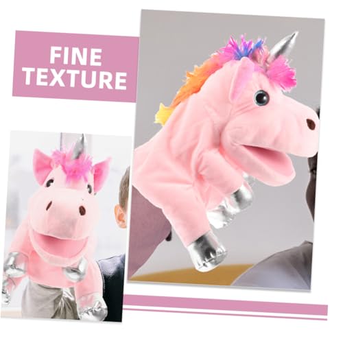 HANABASS Plüsch Einhorn Handpuppe Interaktives Kuscheltier Lebensechte DIY Handspielpuppe für Mädchen und Jungen Rosa von HANABASS