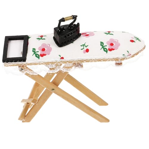 HANABASS Puppenhaus Bügeleisen bastelzeug ziernieten mini Scale Toy vorgeben Miniatur Möbel Eisentabletten Puppenhaus Eisen Mini-Bügeltisch Mini-Bügeldekor Baumwolle von HANABASS