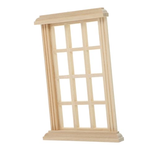 HANABASS Puppenhaus Fenster Holzmodell DIY Miniatur Fensterrahmen Zubehör für Puppenhaus Dekoration Micro Landschaft Modell Kleines Haus Zubehör von HANABASS