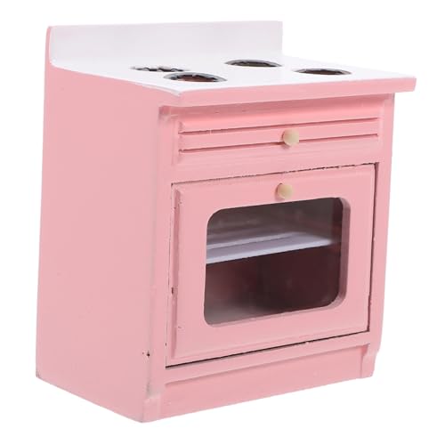 HANABASS Puppenhaus-Küchenherd puppenhaus Ausstattung spielzeugküche Puppenhausmöbel Modell Herd für Puppenhaus winzig Puppenhaus Miniatur kleine Kochfeldstütze Mini-Möbelmodell Birke Rosa von HANABASS