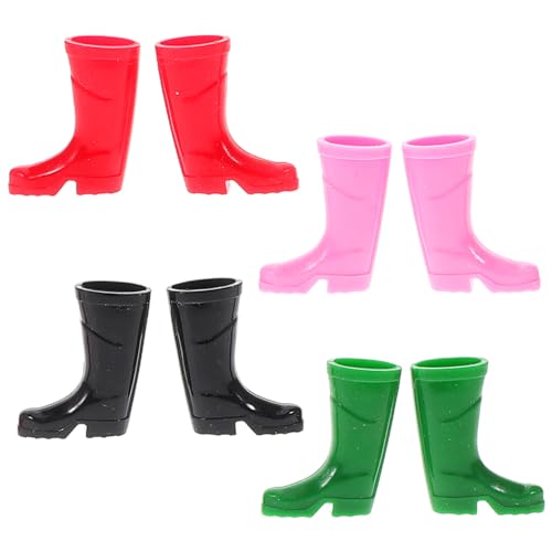 HANABASS Puppenhaus Mini Regenstiefel Teiliges Miniatur Stiefel in Schwarz Rot Grün Kunststoff Weihnachtsdeko Zubehör Realistische Kleine Gummistiefel für Spiel und Garten von HANABASS