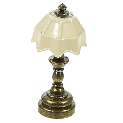 HANABASS Puppenhaus Mini Retro Tischlampe Niedliche Miniatur Mini Puppenhaus Lichter Puppenhäuser Vintage DIY Schreibtischlampe Puppenhaus Beleuchtung Kleine Tischszene Tiny House von HANABASS