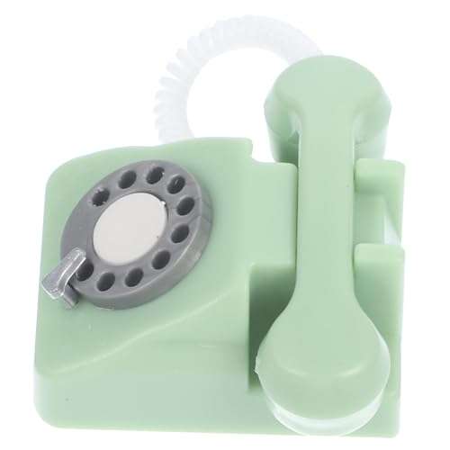 HANABASS Puppenhaus-Miniaturtelefon Miniaturtelefon für Dollhouse 1 Puppenhaus-Telefon im Maßstab 12 Mini-Telefon Miniatur-Retro-Telefon Miniatur -Vintage -Telefone Retro-Puppe Hellgrün von HANABASS