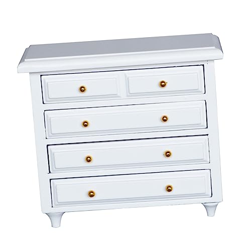 HANABASS Puppenhaus Möbel Handgefertigter Weißer Mini Holzschrank Robustes Miniatur für Puppenhaus Wohnzimmer und Schlafzimmer von HANABASS