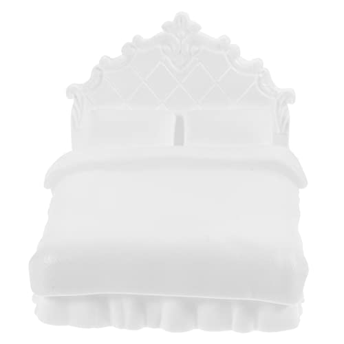 HANABASS Puppenhaus-doppelbettmodell Mini-puppenbausatz Mit Doppelbett Mini-doppelbett Miniatur-Puppen-doppelbett Mini- -doppelbett Puppenhaus-doppelbettmöbel Mini-Modell Plastik von HANABASS