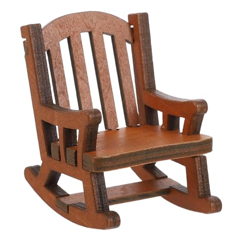 HANABASS Puppenhaus-schaukelstuhl Mini- -schaukelstuhl Zubehör Für Puppenhäuser Aus Holz Schaukelstuhl Dekoration Stuhlmodell Desktop-mini-möbel Birke Coffee von HANABASS