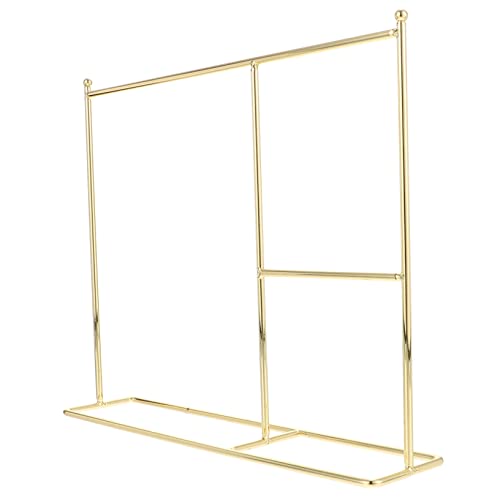 HANABASS Puppenkleiderständer für Puppenhaus Miniatur Rack zur Aufbewahrung und Präsentation von Puppenkleidung Elegantes Design für Kinderzimmer und Spielzeughäuser Goldene von HANABASS