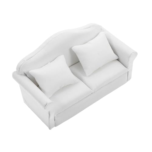 HANABASS Puppenstubensofa Winzig Puppenhaus Mini Plüsch Kleines Für Kleines Sofa Fotorequisite Entzückendes Kleines Sofa Puppenmöbel Puppencouch Kleines Hauszubehör Hölzern Weiß von HANABASS