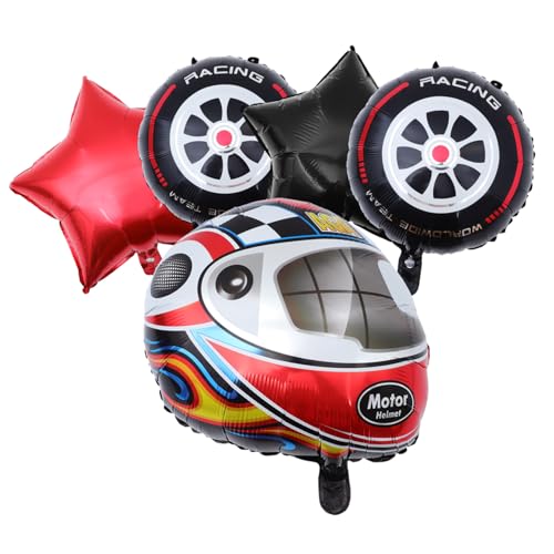 HANABASS Rennwagen Luftballons Set Aluminiumfolie Helm und Reifen Motiv Partydeko Geburtstag Racing Partyzubehör Geburtstag Ballons Dekoration von HANABASS